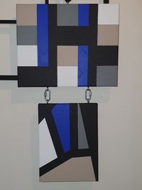 Hanger van twee doeken, blauw, zwart, grijs, wit